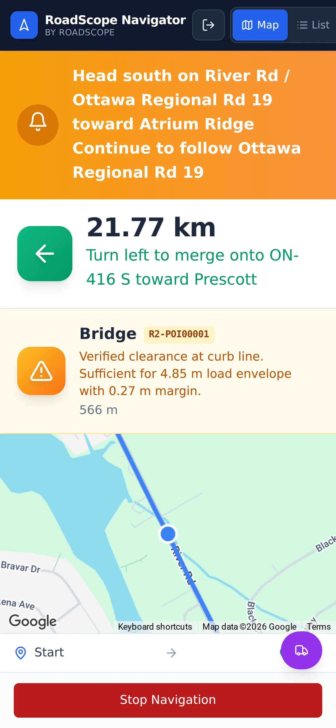 RoadScope Navigator execution view
