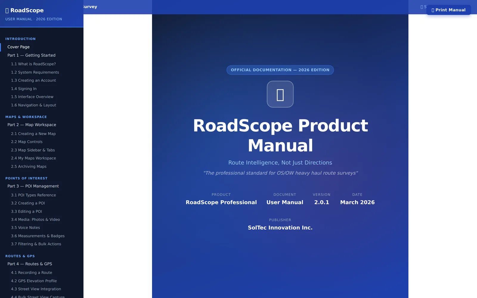 Documentation workflow in RoadScope